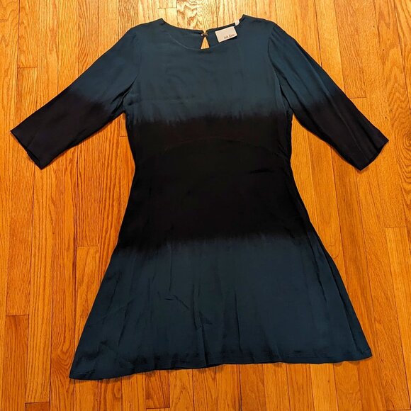 Anthropologie Chloe Oliver Green Ombre Dress with 3/4 sleeves Size L - Picture 1 of 10